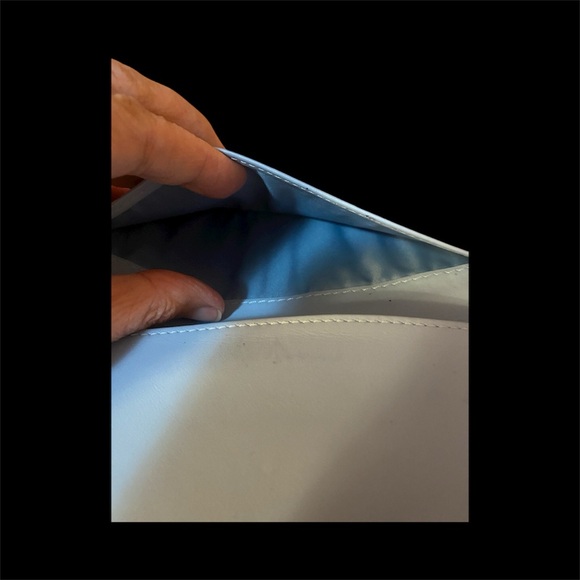 Coach Black and Gray Signature Checkbook Cover Wallet Blue Leather Interior - Picture 9 of 11